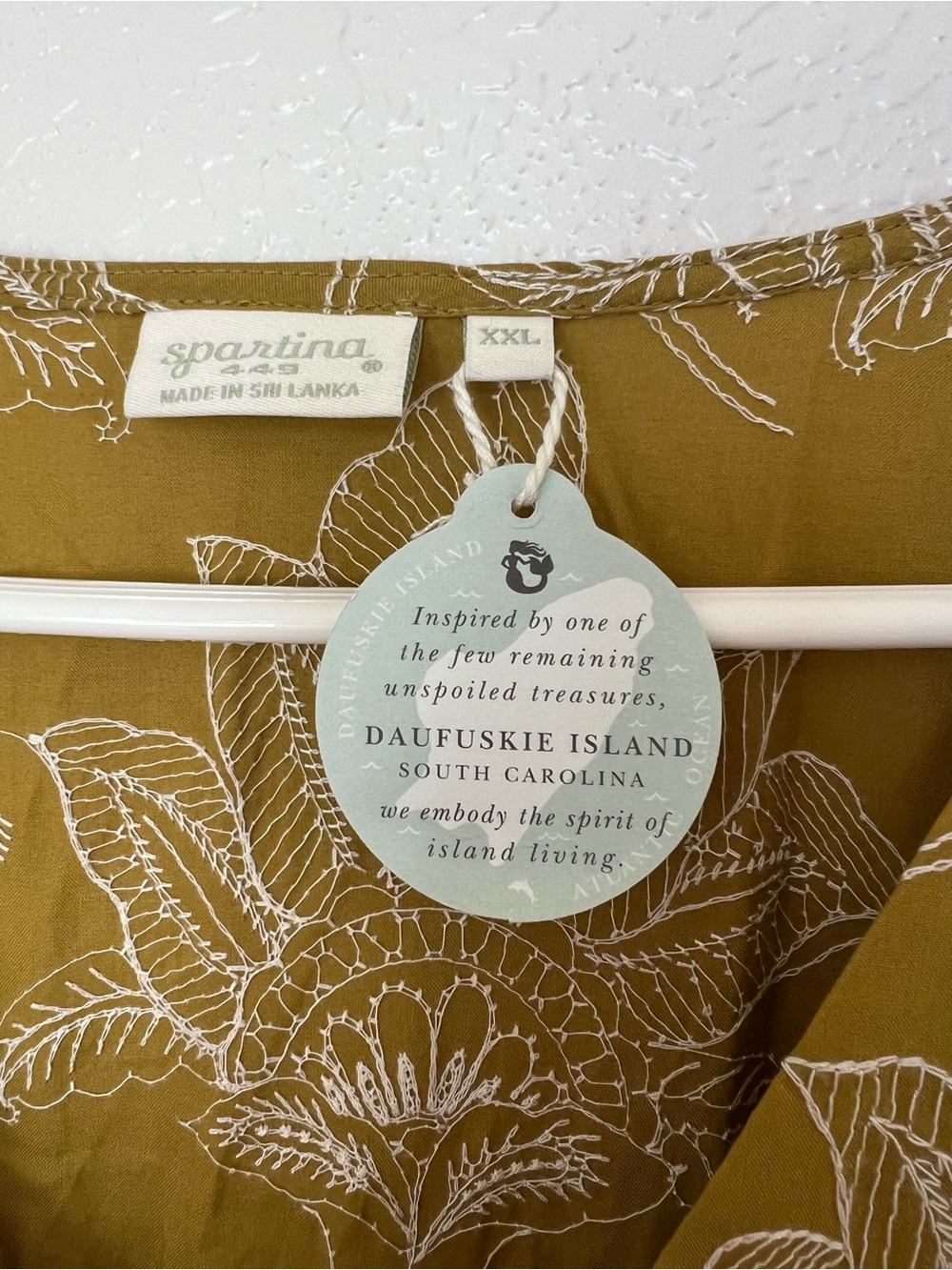 Embroidered Spartina 449 Dress Mustard Chartreuse Yellow Floral Midi Maxi XXL - Picture 13 of 14